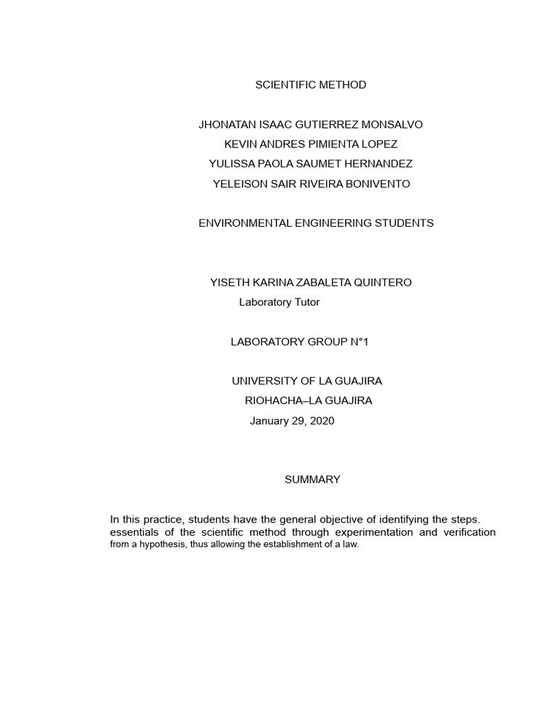 Scientific Method Lab Report | PDF | Hypothesis | Experiment