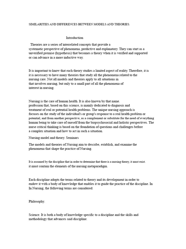 Similarities and Differences Between Models and Theories | PDF | Theory ...
