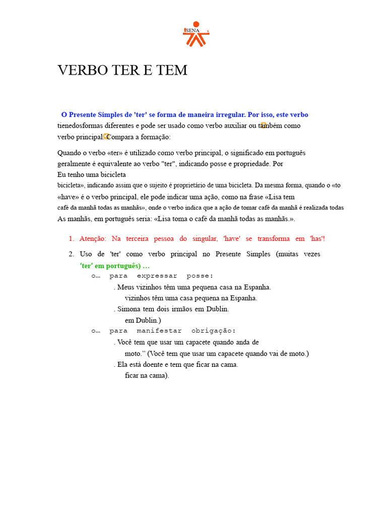 Uso do Verbo 