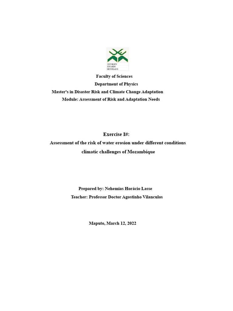 Erosion Risk Assessment in Mozambique | PDF | Erosion | Surface Runoff