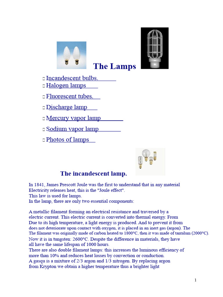 The Lamps | PDF | Incandescent Light Bulb | Fluorescent Lamp