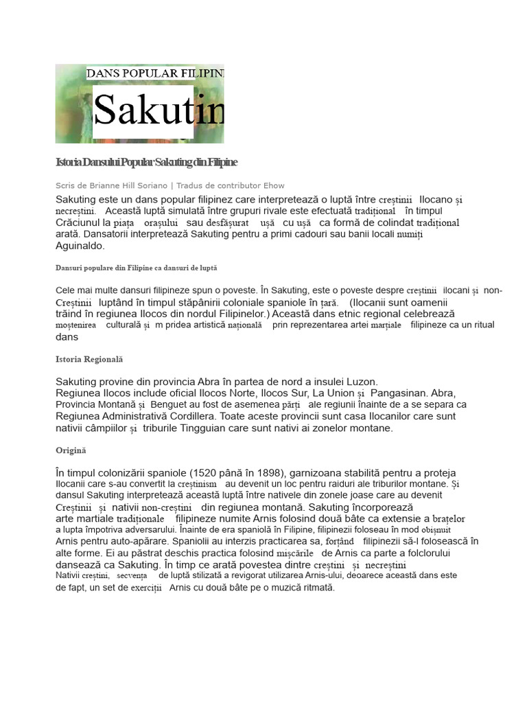 Istoria Dansului Popular Sakuting Din Filipine | PDF