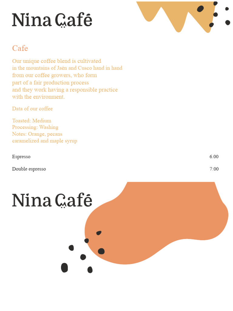 Nina's Cafe Menu Overview | PDF | Pancake | Salad