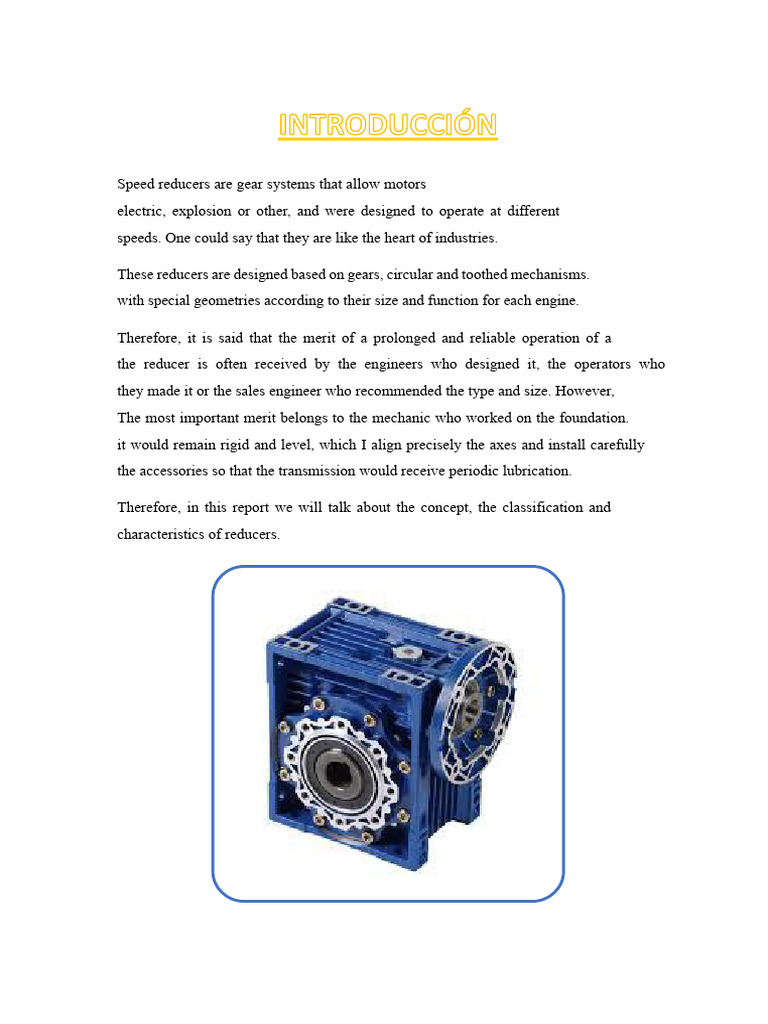 Understanding Speed Reducers: Types & Features | PDF