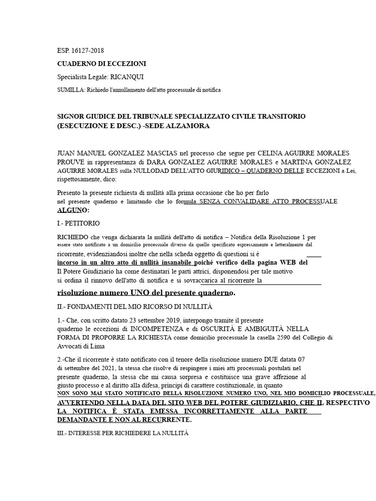 NULLITÀ Dell'atto Di Notifica | PDF