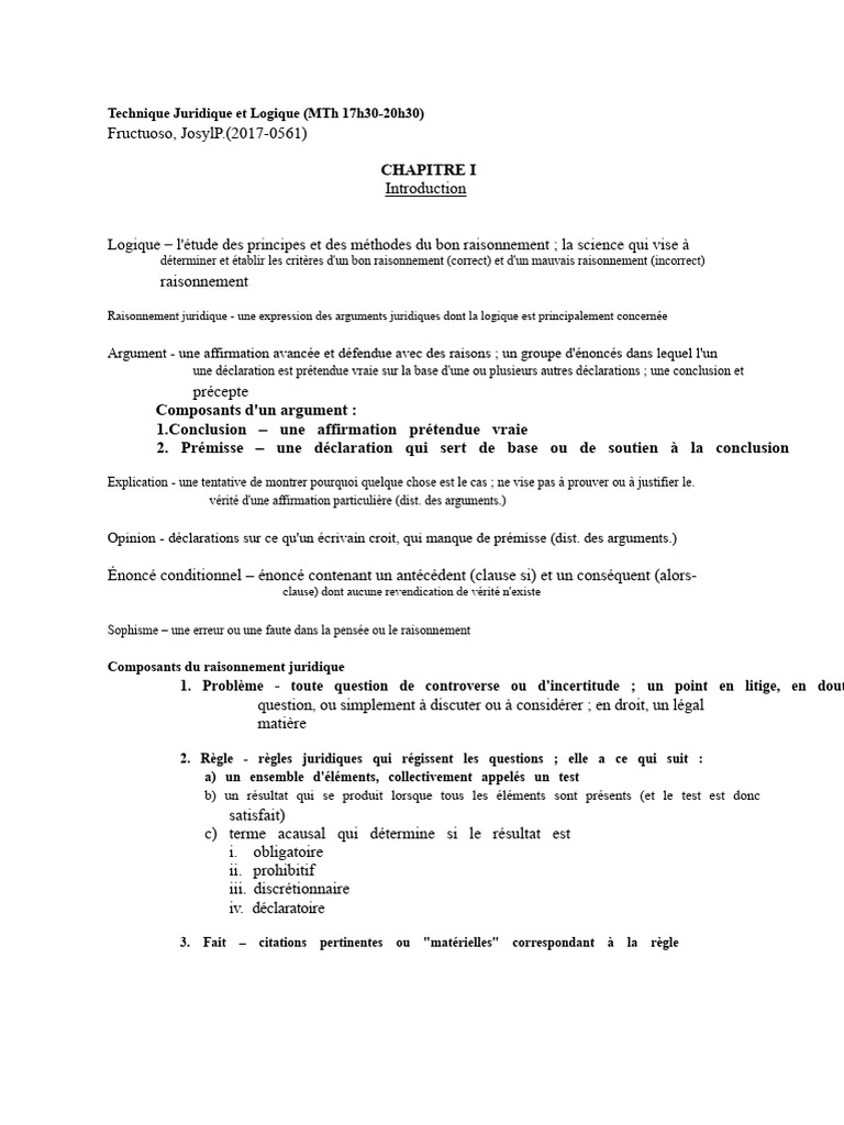 Raisonnement juridique et logique essentielle | PDF | Loi | Vérité