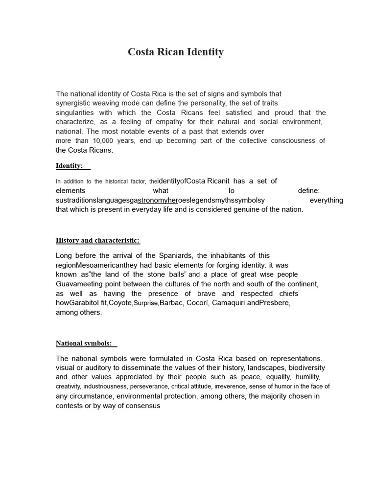 Understanding Costa Rican National Identity | PDF