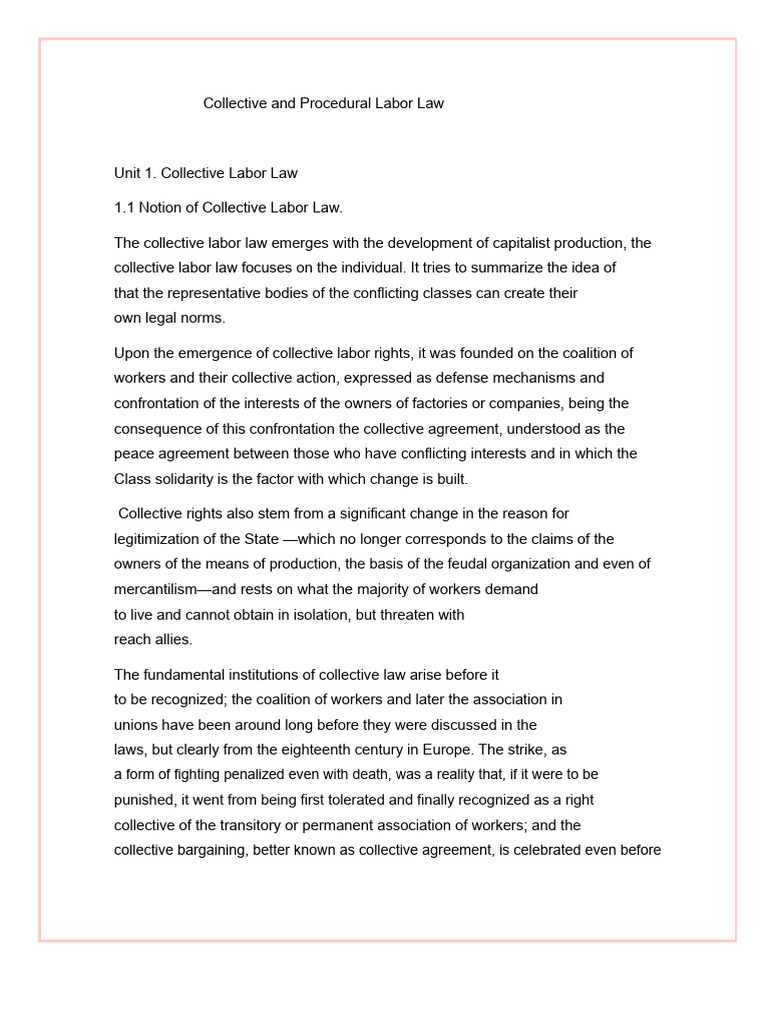Unit 1 Collective Law | PDF | Labour Law | Strike Action