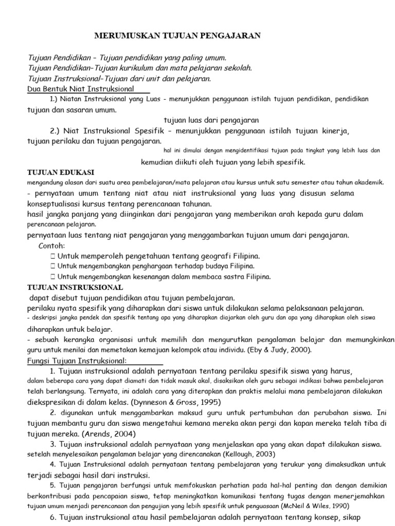 Tujuan Pengajaran dan Instruksional | PDF