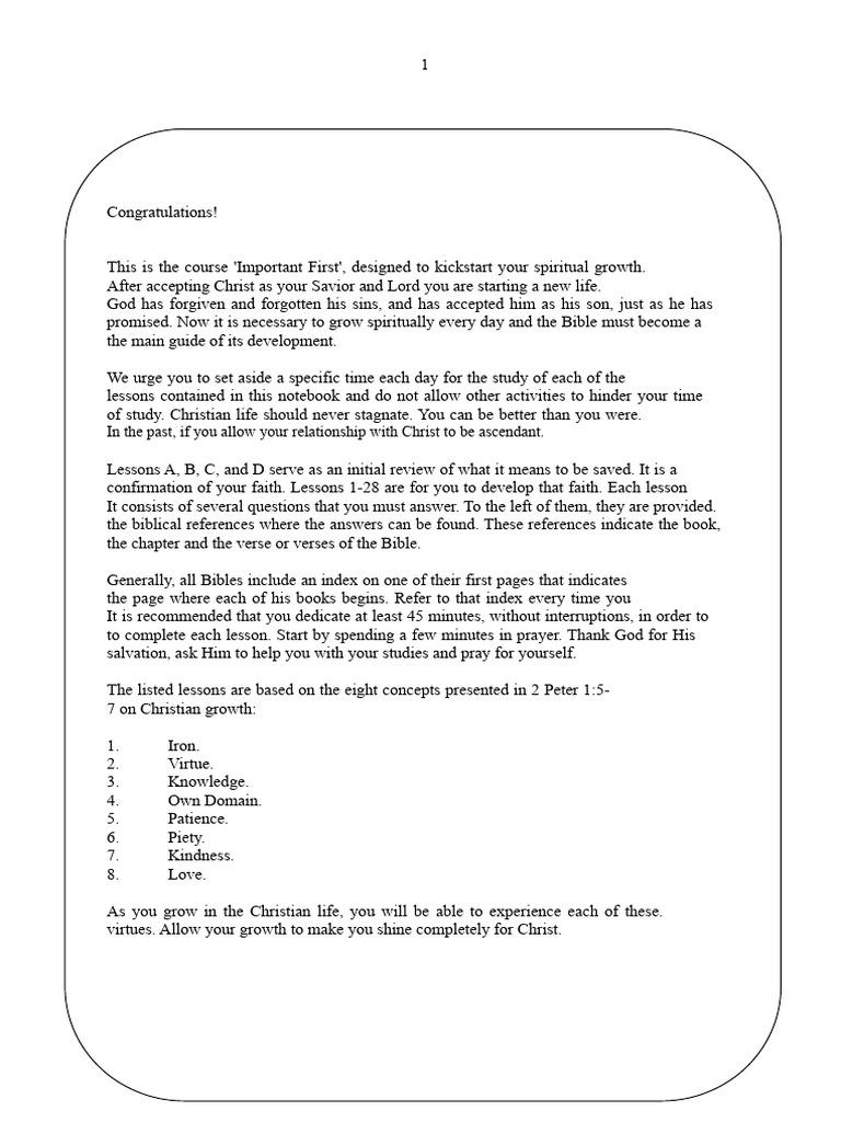 The Important First. Discipleship | PDF | Jesus | Prayer