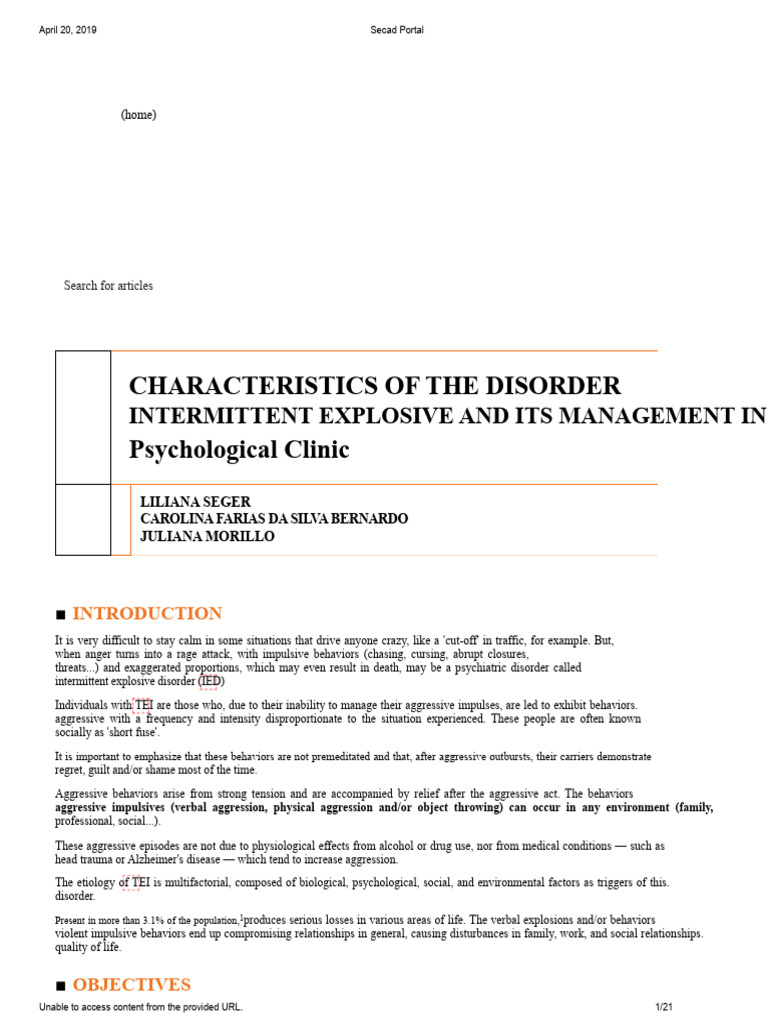Understanding Intermittent Explosive Disorder | PDF | Impulsivity ...