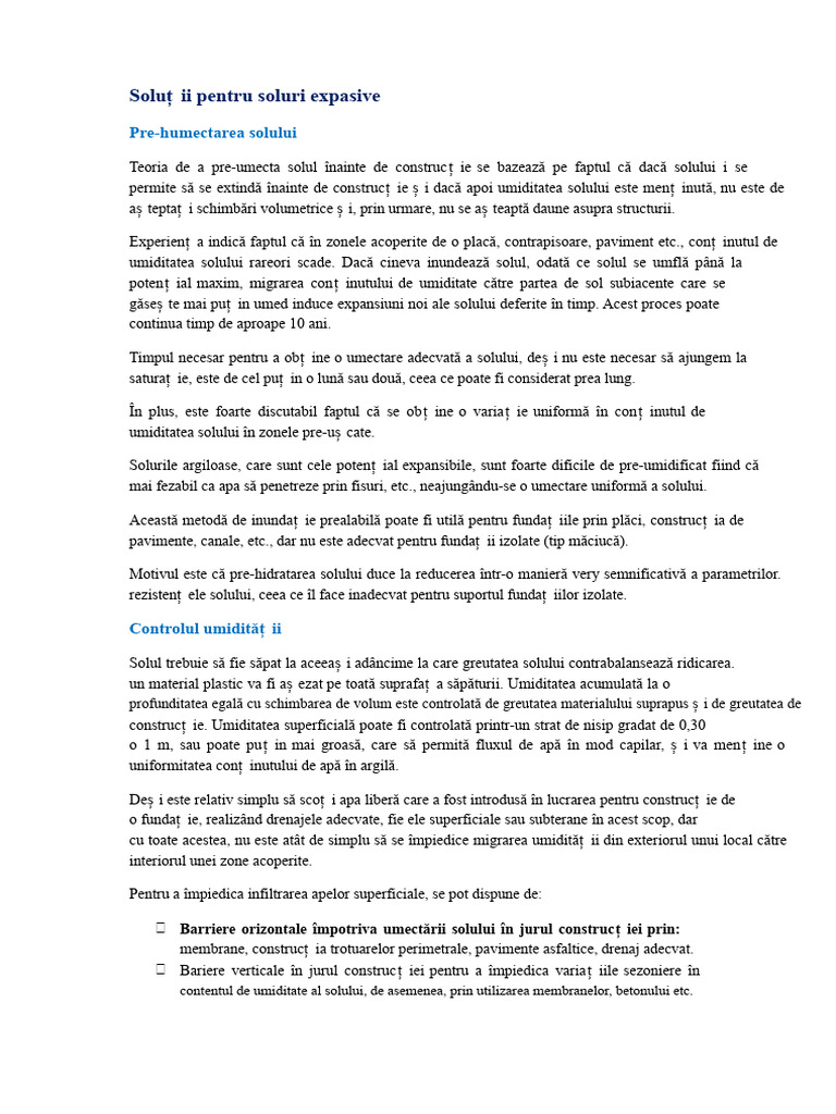 Soluții Pentru Soluri Expansiune Și Colapsabile | PDF
