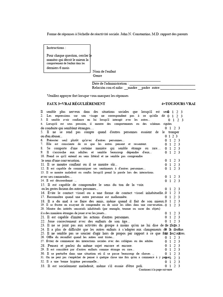 Évaluation du comportement des enfants | PDF