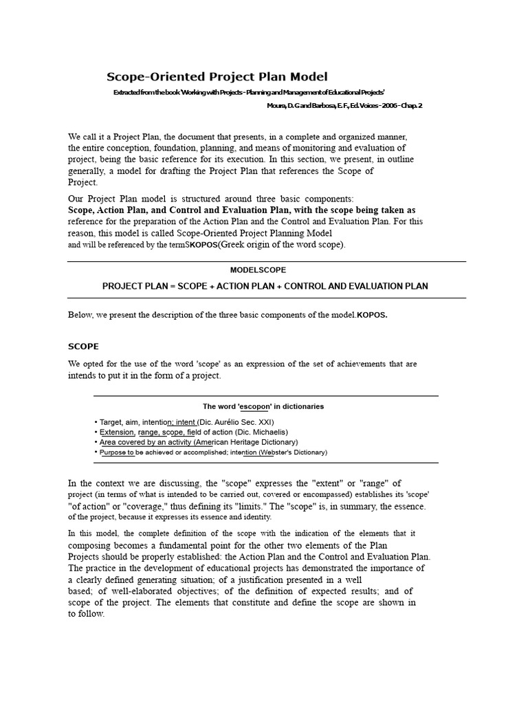 Planning Model - Action Plan | PDF | Scope (Computer Science) | Evaluation
