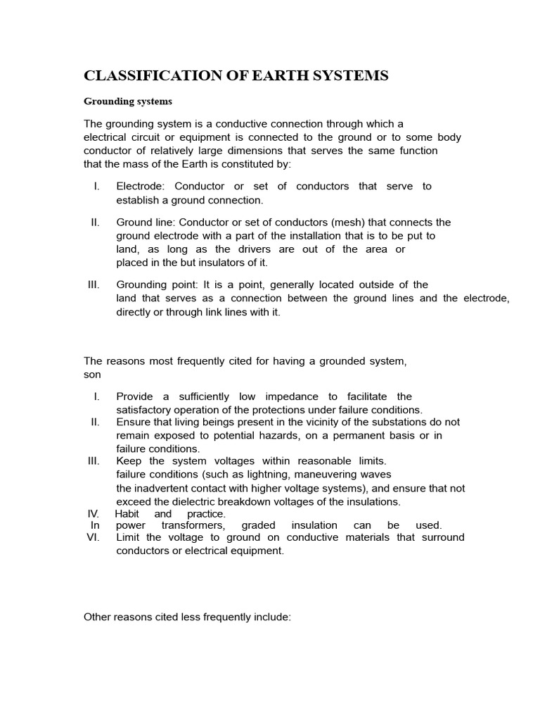 Classification of Grounding Systems | PDF | Insulator (Electricity ...