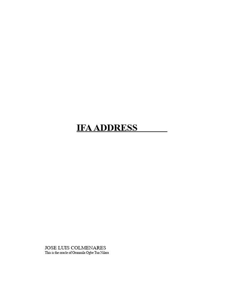 Address of Ifa | PDF | Prayer | Religious Belief And Doctrine