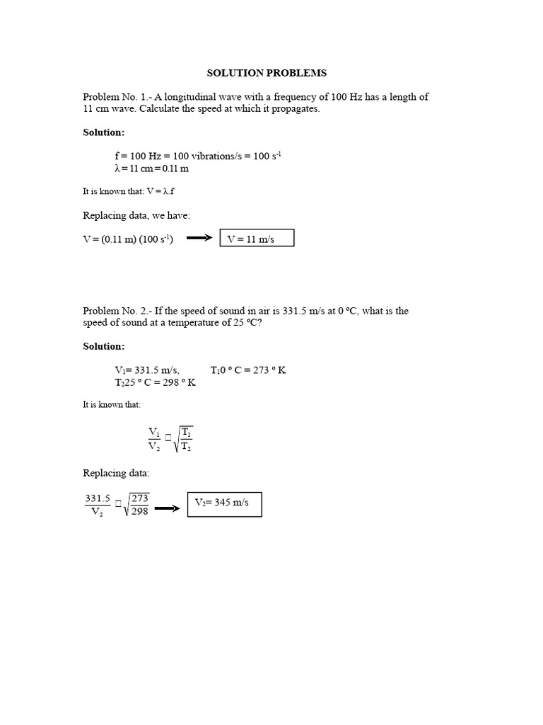 Solved Problems Physics Moving Wave | PDF | Waves | Sound