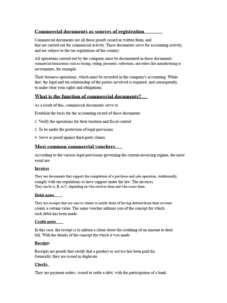 Commercial Documents As Sources of Registration | PDF | Receipt | Banks