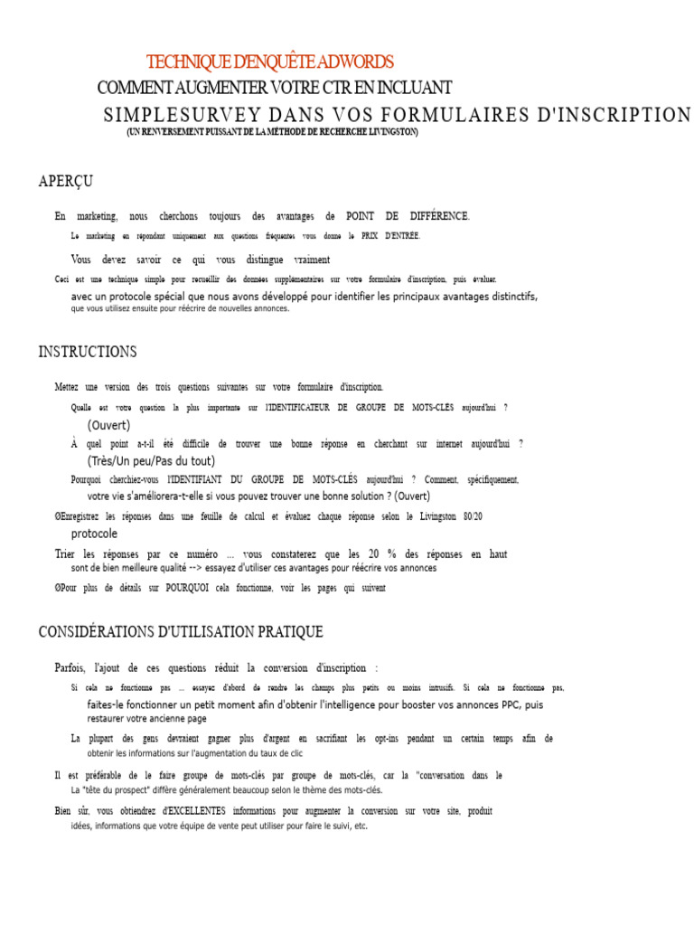 Augmentez votre CTR avec SimpleSurvey | PDF
