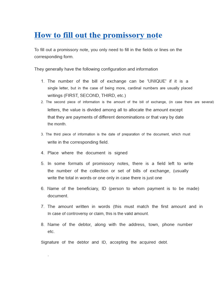 How to Complete a Promissory Note | PDF