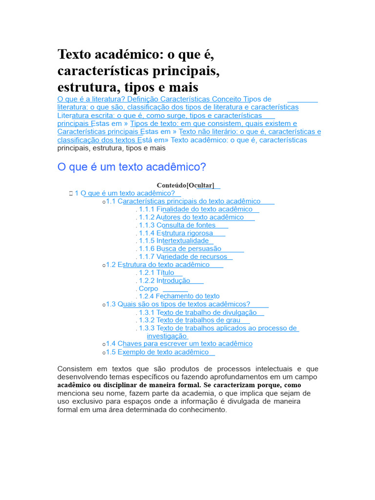 Características do Texto Acadêmico | PDF | Informação | Conhecimento