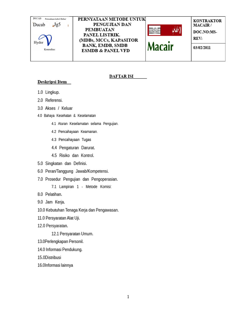 Pernyataan Metode Panel Listrik | PDF