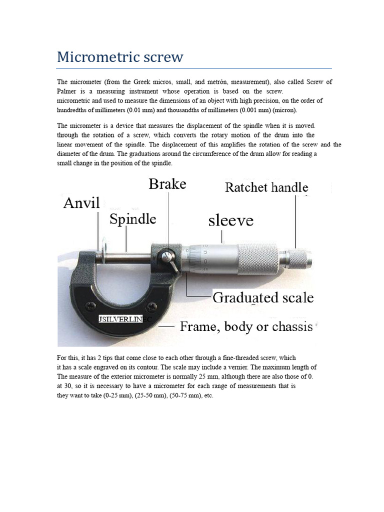 Precision Measurement with Micrometric Screw | PDF