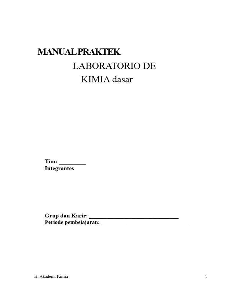 Panduan Praktik Laboratorium Kimia Dasar | PDF