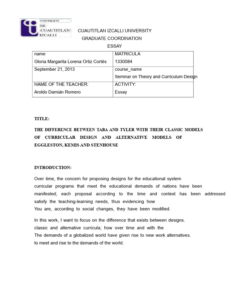 Classical and Alternative Models Essay | PDF | Curriculum | Methodology