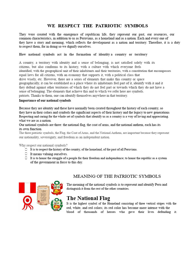 We Respect The National Symbols. | PDF | Peru | Nation
