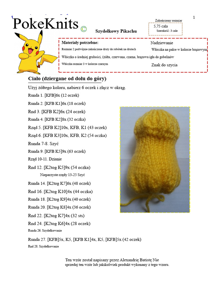 Wzór Pikachu PDF | PDF