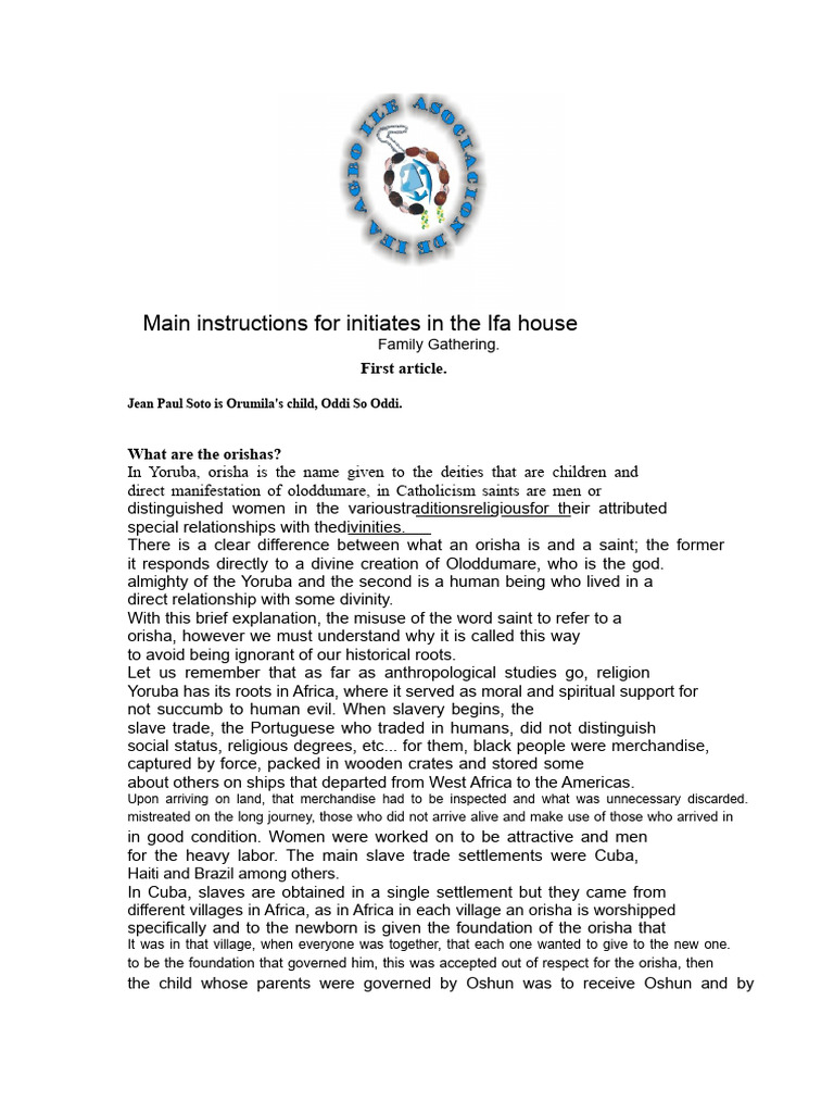 Ifa House Initiation Guidelines | PDF | Santería