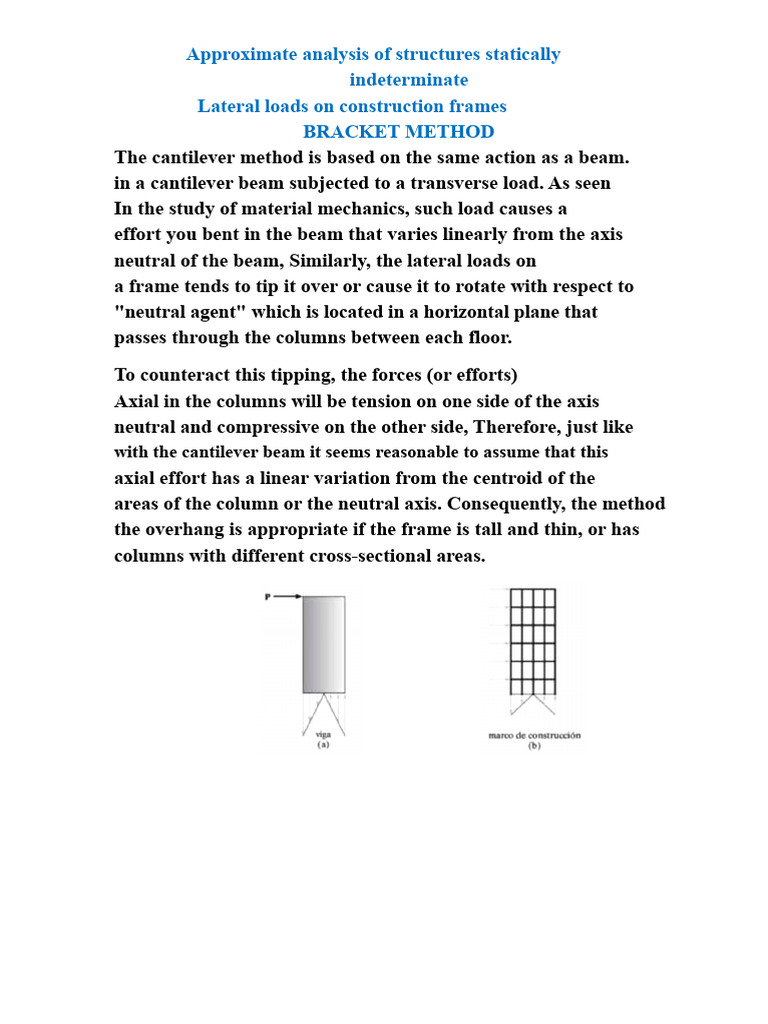 Cantilever Method for Lateral Load Analysis | PDF | Beam (Structure ...