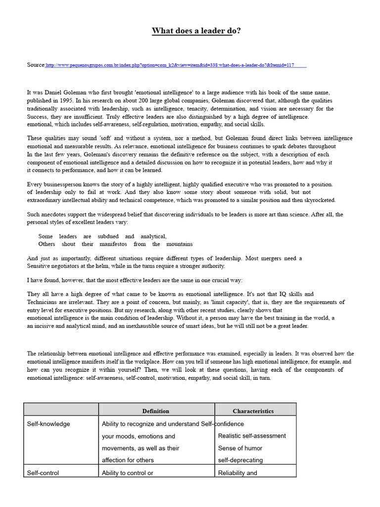 Importance of Emotional Intelligence in Leadership | PDF | Intelligence ...