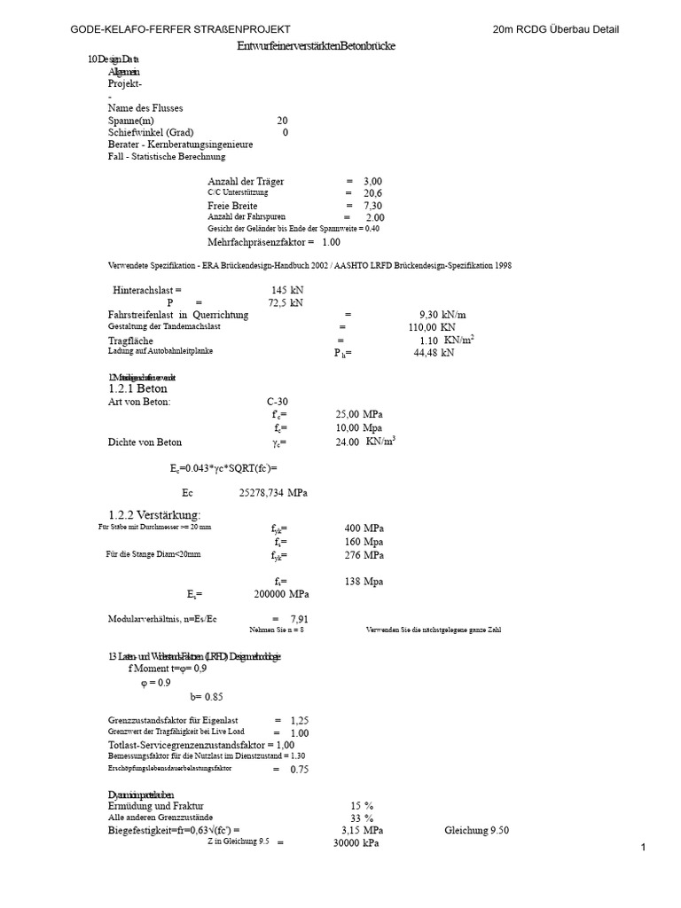 Beispiel 20m Spannweite RCDG | PDF