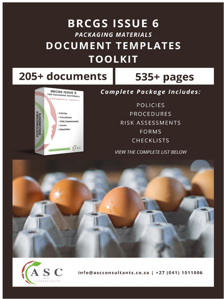 Indeks Toolkit Template BRCGS Edisi 6 | PDF