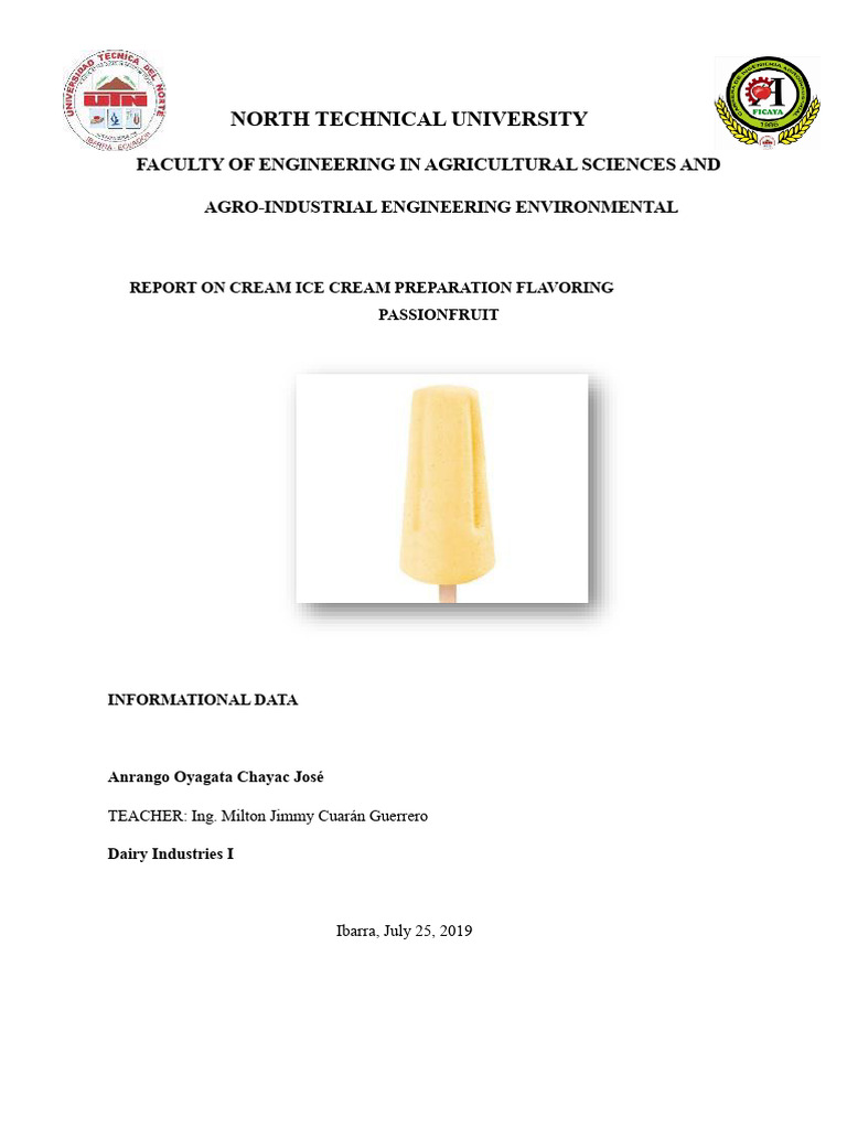 Ice Cream Practice Report | PDF | Cream | Ice Cream