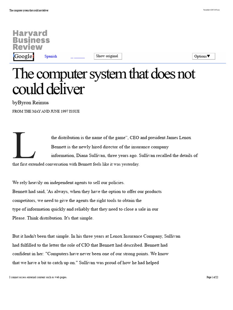 Case1Lenox The Information System That Could Not Deliver PDF Chief