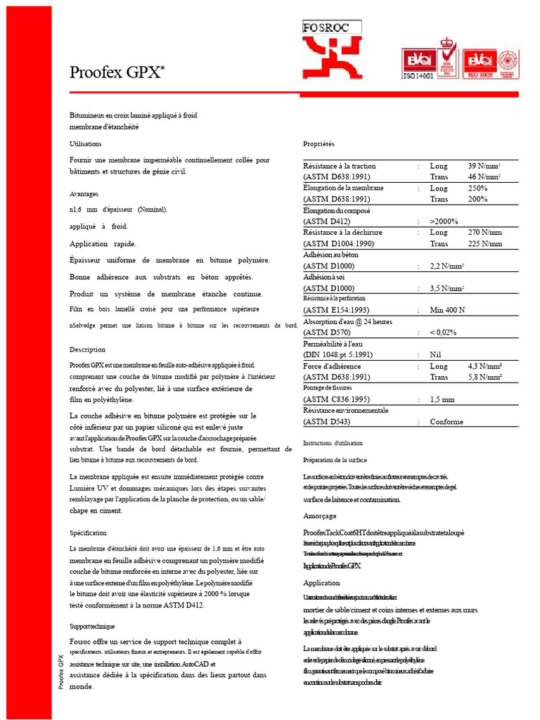 Membrane d'étanchéité Proofex GPX | PDF | Secteur secondaire de l ...