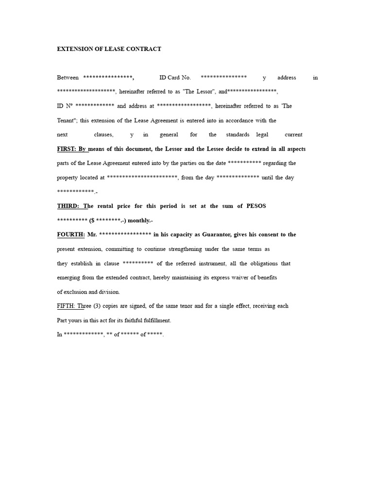 Lease Contract Extension Agreement | PDF