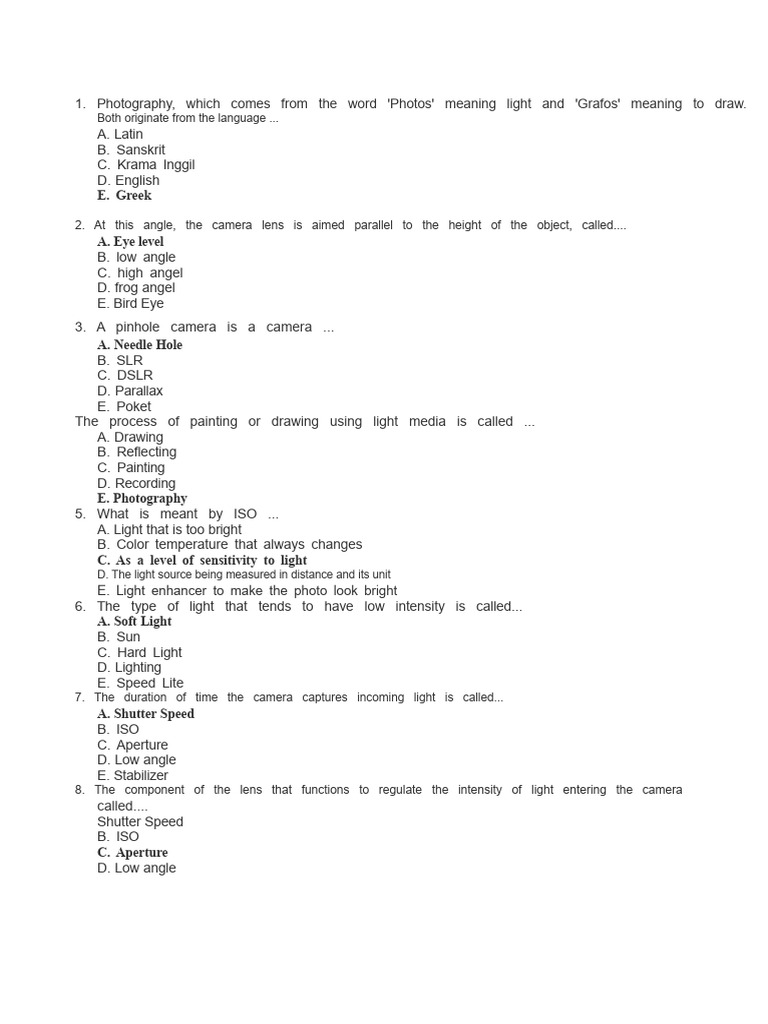Photo Question | PDF | Camera | Aperture