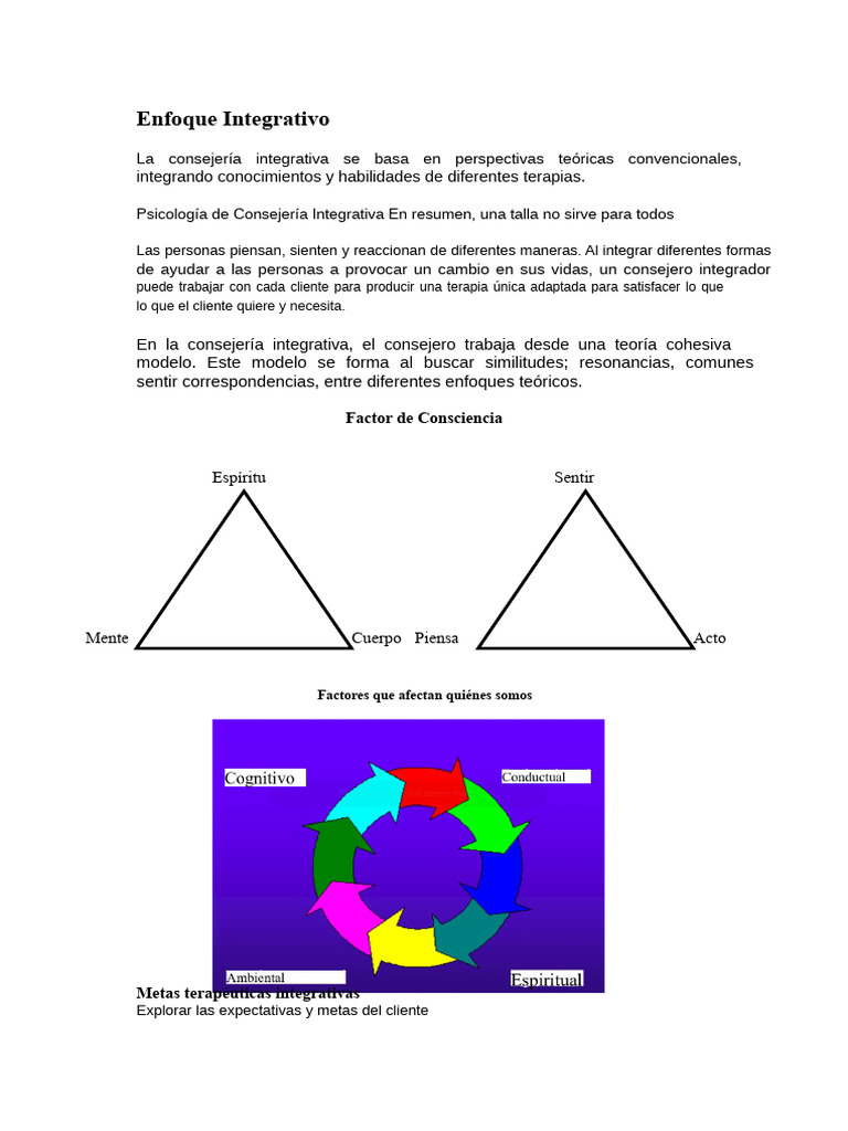 Consejería Integrativa: Enfoques y Métodos | PDF | Psicoterapia ...