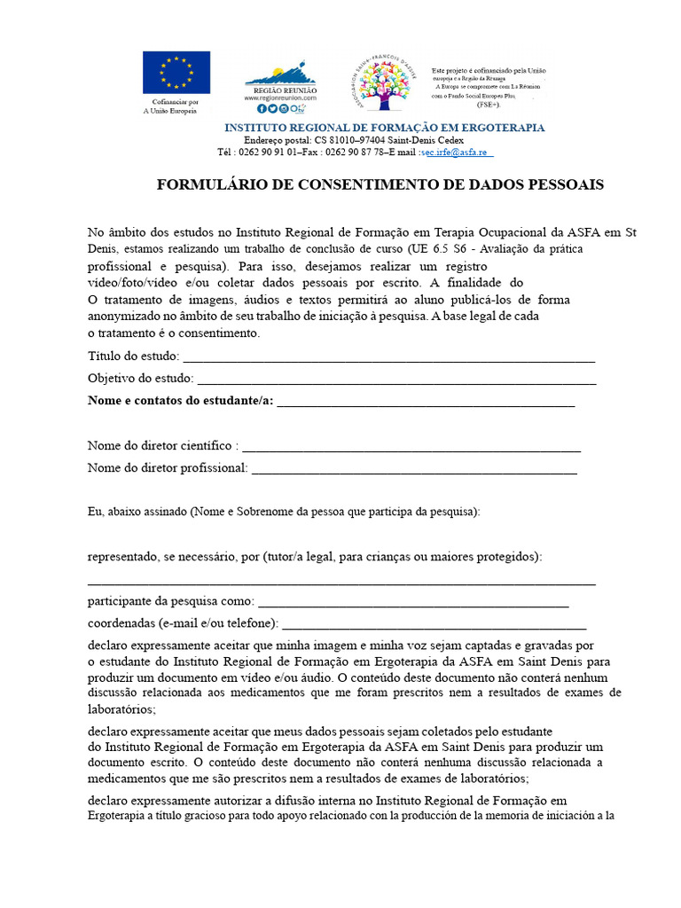Formulário de Consentimento para Dados Pessoais | PDF | Direitos ...