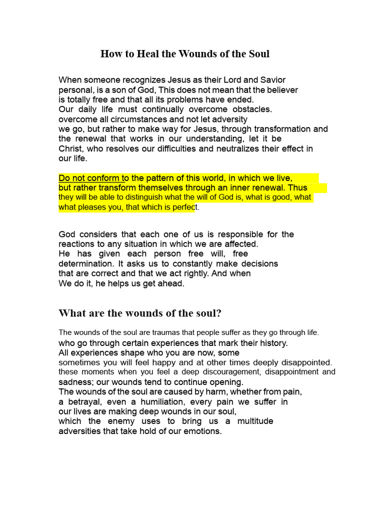 How To Heal The Wounds of The Soul | PDF | God | Soul