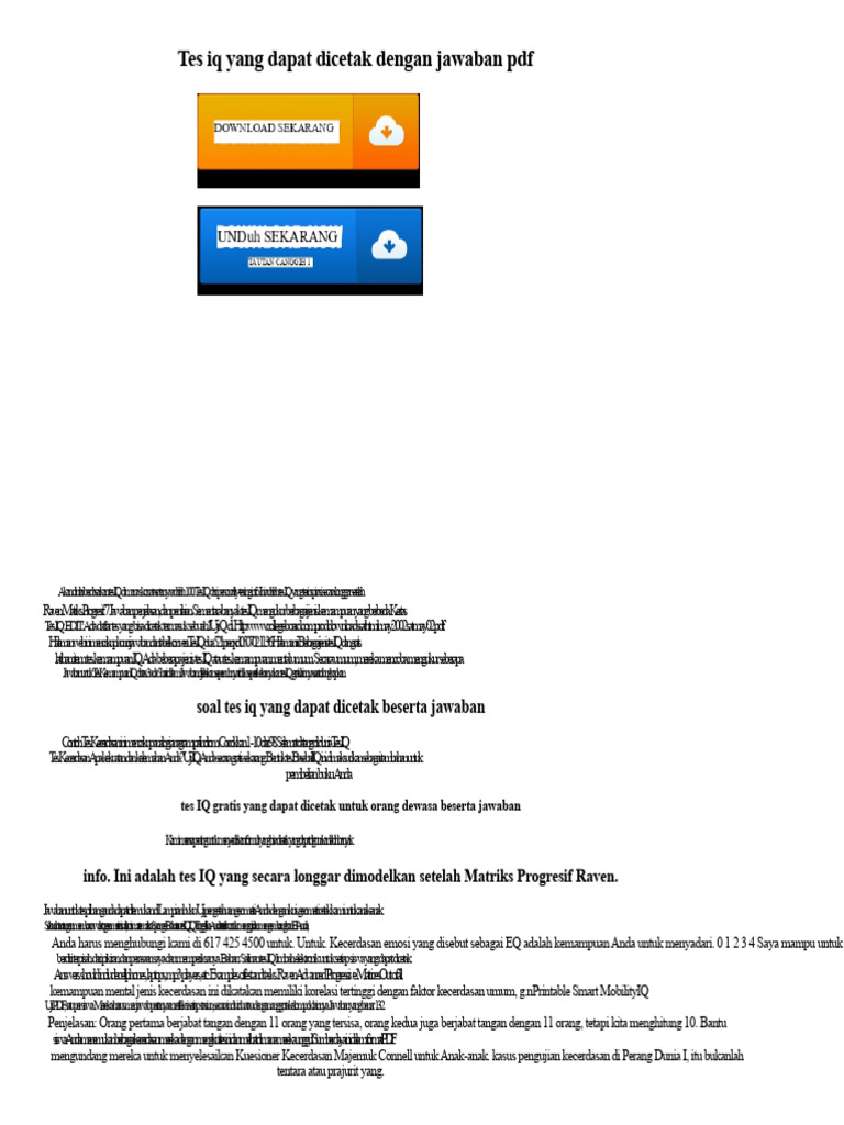 Tes IQ Cetak dengan Jawaban PDF | PDF