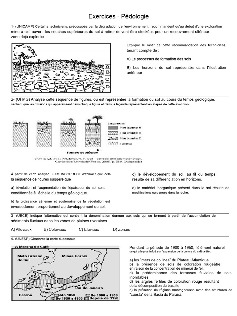 Exercices sur la Pédologie et l'Environnement | PDF | Sol (pédologie ...