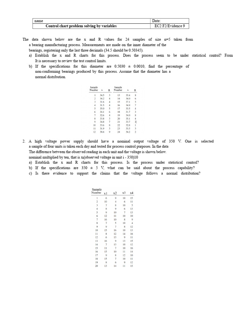 Control Charts for Quality Process Analysis | PDF | Standard Deviation ...
