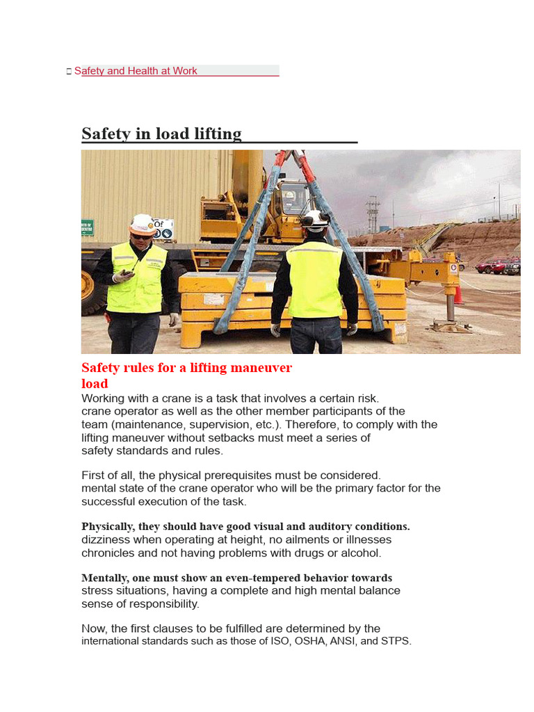 Lifting 1 | PDF | Crane (Machine) | Safety