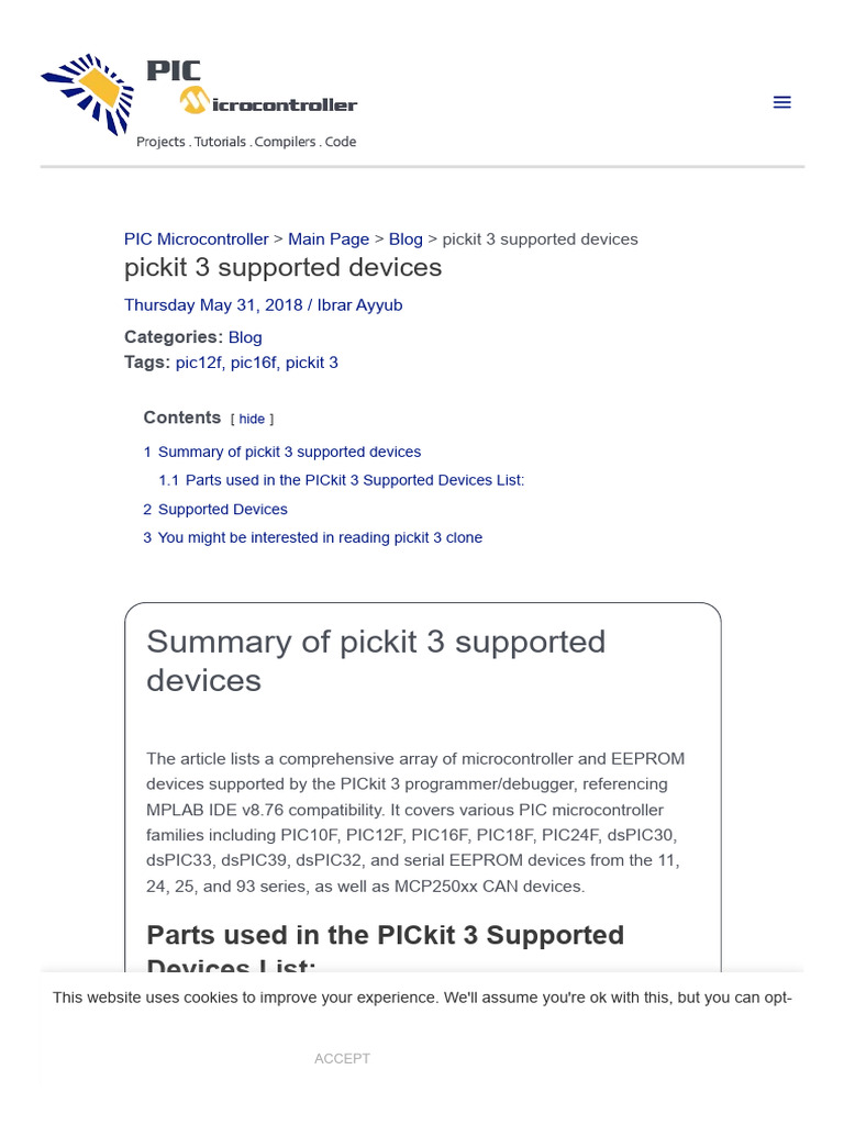 PICkit 3 Supported Devices List | PDF | Computing | Computer Engineering