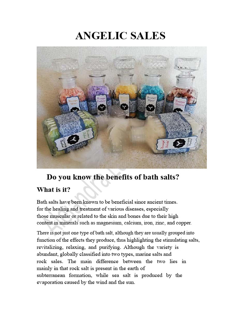 Benefits of Angelic Bath Salts | PDF | Salt | Salt (Chemistry)